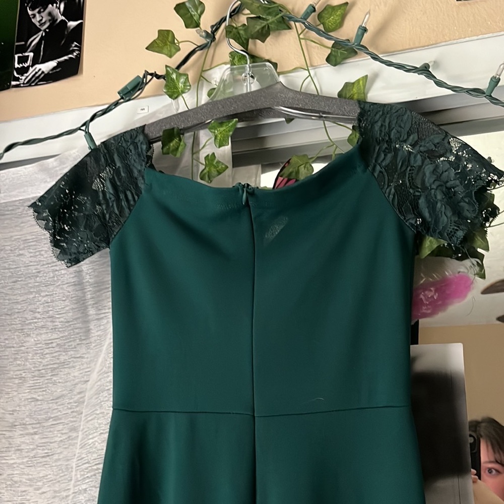 Emerald Green Off The Shoulder Prom Dress With Slit